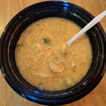Quickly - Rocklin - Arroz Caldo, a Filipino weekend special of savory rice porridge with pork. I already stirred it up and ate some. No egg was in it. - Bubble Tea Near Me - Rocklin, California