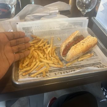 Artillery Brewing - a tray of fries and a hot dog - Bars Near Me - Drexel Hill, Pennsylvania