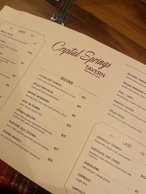 Menu photo 2 Crystal Springs Tavern San Mateo, CA Menu photo 2 Crystal Springs Tavern San Mateo, CA