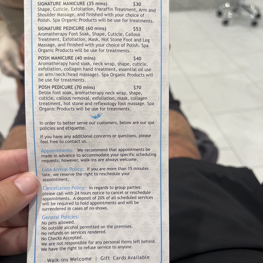 Posh Nail Spa - (Back Pamphlet) 5/28/23 Posh - Nail Salons Near Me - Dallas, Texas