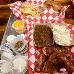 Bootleg Bar-B-Q - Half bird, baked beans tater salad