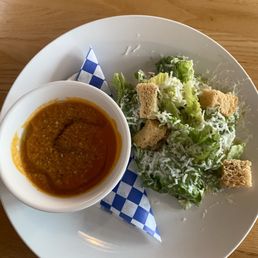 Tomato soup and Caesar salad