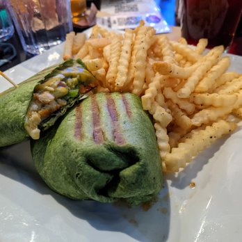Jac's Cekola's Pizza - Fajita Wrap on a spinach tortilla. Yummy crinkle fries! - Burgers Near Me - Kalamazoo, Michigan