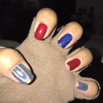Diva Spa Nails - New England Patriot Chrome Nails on FLEEK - Nail Salons Near Me - Addison, Illinois