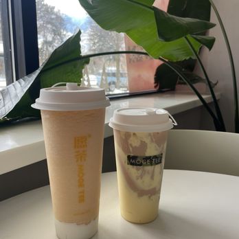 Moge Tee - Orange yogurt slush and Creme Brulee Milk Tea - Bubble Tea Near Me - East Lansing, Michigan