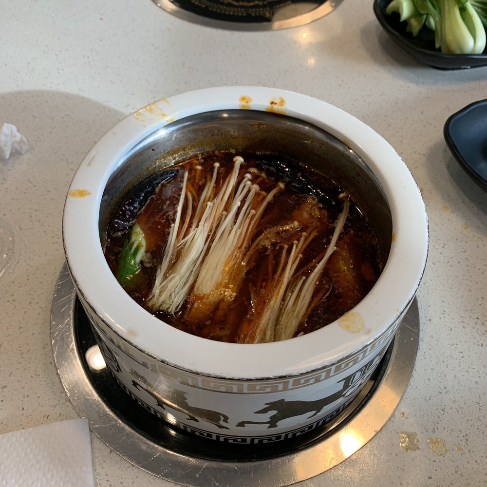Mala Hotpot Columbus - Mala soup base with enoki mushrooms - Hot Pot Near Me - Hilliard, Ohio Mala Hotpot Columbus - Mala soup base with enoki mushrooms - Hot Pot Near Me - Hilliard, Ohio