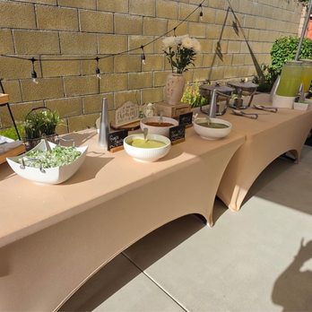 Max Tacos - Salsa, sides, and drink set up that they do in colors to match your theme - Caterers Near Me
