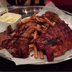 Stuttering John's Smokehouse - Three King Meat Platter with Ribs, Pulled Pork and Flank......All for $26! This is meant for sharing seriously!