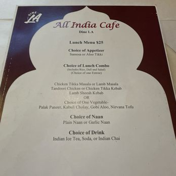 All India Cafe - Dine LA menu - Indian Near Me - Pasadena, California