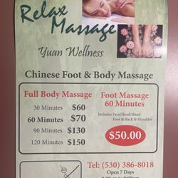 Relax Massage - Menu