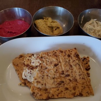 Harvest Beat - A complimentary cracker and hummus/spread for their lunch market - Vegetarian Near Me - Seattle, Washington Harvest Beat - A complimentary cracker and hummus/spread for their lunch market - Vegetarian Near Me - Seattle, Washington