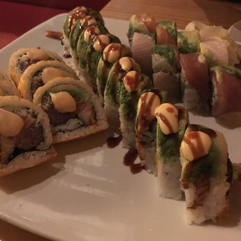 Moshi Moshi - Biscayne Blvd - Moshi moshi, dragon, and rainbow rolls from left to right - Sushi Bars Near Me - Miami, Florida Moshi Moshi - Biscayne Blvd - Moshi moshi, dragon, and rainbow rolls from left to right - Sushi Bars Near Me - Miami, Florida