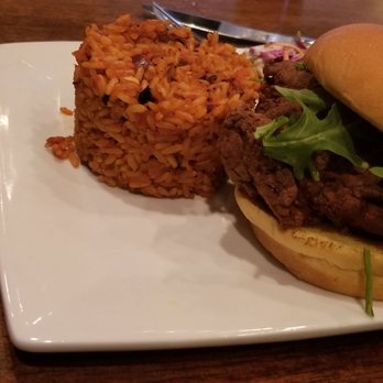 Pearlz - Fried Chicken Sandwich with Cajun Rice - Seafood Near Me - Charleston, South Carolina Pearlz - Fried Chicken Sandwich with Cajun Rice - Seafood Near Me - Charleston, South Carolina