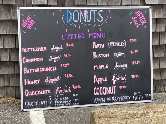 Photo of Back Door Donuts - Oak Bluffs, MA, US. Menu for 7/3