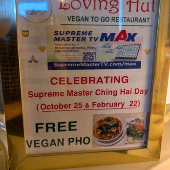 Loving Hut - On display in the restaurant, pull up for free vegan pho if you widdit lol - Vegan Near Me - Orange, California