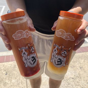 Tea Brick - Arcadia - Left their #1 seller The Christine and right is the yummee peachie w/lychee jelly - Bubble Tea Near Me - Arcadia, California Tea Brick - Arcadia - Left their #1 seller The Christine and right is the yummee peachie w/lychee jelly - Bubble Tea Near Me - Arcadia, California