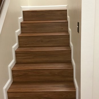 JDS Flooring - look how nice the stairs turned out with that baseboards! - Flooring Near Me