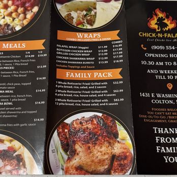 Chick-N-falafel - Menu - Desserts Near Me - Colton, California