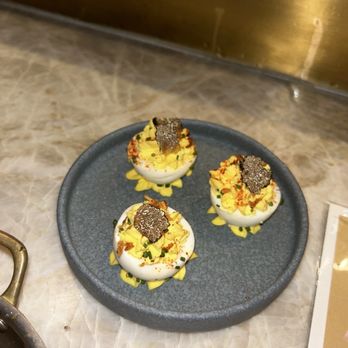 Credence - Truffle deviled eggs - New American Near Me - Houston, Texas Credence - Truffle deviled eggs - New American Near Me - Houston, Texas
