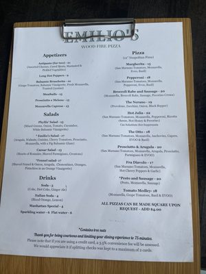 Menu photo 1 Emilio’s Wood Fire Pizza Nutley, NJ