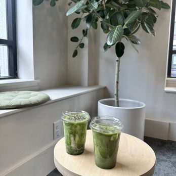 Jin Jin Matcha - iced lavender and sesame matcha lattes - Tea Rooms Near Me - Tacoma, Washington