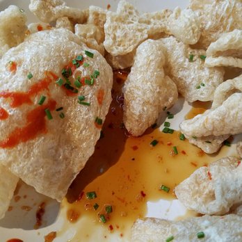 Dime Store - Pork rinds with sriracha? Sauce, and then, at the bottom craze balls maple syrup. It's a meal And dessert. - Breakfast & Brunch Near Me - Detroit, Michigan