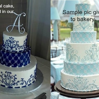 Veronica's Sweetcakes - The light blue cake was the sample picture I gave the bakery and the navy blue cake is the actual cake they made for us PERFECT. - Custom Cakes Near Me - Marshfield, Massachusetts
