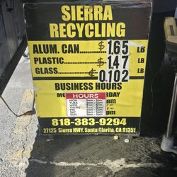Sierra Recycling - Prices as of 12-9-25