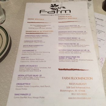 Farm Bloomington - Very overpriced menu! For what you get! - New American Near Me - Bloomington, Indiana Farm Bloomington - Very overpriced menu! For what you get! - New American Near Me - Bloomington, Indiana