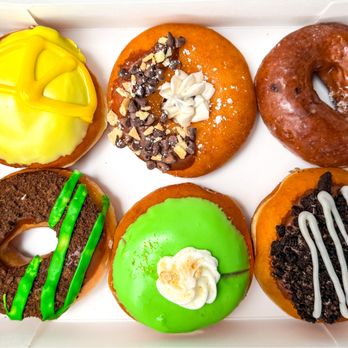 Krispy Kreme - (clockwise): Lemon-Ups, Cannoli Inspired, Blueberry glazed, Cookies 'n' Cream, Key Lime, and Thin Mint. All good! - Donuts Near Me - Concord, California Krispy Kreme - (clockwise): Lemon-Ups, Cannoli Inspired, Blueberry glazed, Cookies 'n' Cream, Key Lime, and Thin Mint. All good! - Donuts Near Me - Concord, California