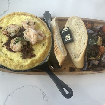 Sweet Maple - shrimp and bacon soufflé egg skillet - Breakfast & Brunch Near Me - Cupertino, California
