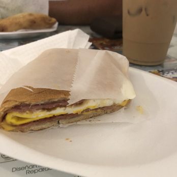 Al Fredo - Iced Coffee and ham,egg, and cheese sandwich - Hot Dogs Near Me - San Juan, Puerto Rico