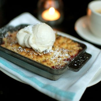 Gjelina - Strawberry Rhubarb Crisp with Cornmeal & Gelato $10 - New American Near Me - Venice, California Gjelina - Strawberry Rhubarb Crisp with Cornmeal & Gelato $10 - New American Near Me - Venice, California