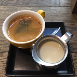 Moustache Cafe - Long black with a side of almond milk..deliciously strong!