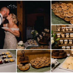 Capriotti’s Catering - A beautifully styled wedding dessert table by Capriotti's Catering featuring mini pies, gourmet dessert cups, cookies, and el...