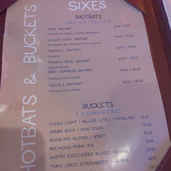 Sixes Social Cricket - shot menu - Bars Near Me - The Colony, Texas Sixes Social Cricket - shot menu - Bars Near Me - The Colony, Texas