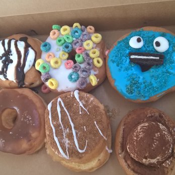 Donuts Time Cafe - Top (L-R): S'mores, chocolate mousse, fruit loop, cookie monster. Bottom (L-R): Samoa, salted caramel, snappy apple, tiramisu - Donuts Near Me - Hamilton Township, New Jersey Donuts Time Cafe - Top (L-R): S'mores, chocolate mousse, fruit loop, cookie monster. Bottom (L-R): Samoa, salted caramel, snappy apple, tiramisu - Donuts Near Me - Hamilton Township, New Jersey