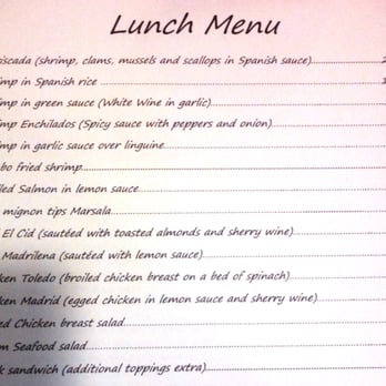 El Cid - Lunch menu- comes with soup or salad - Spanish Near Me - Paramus, New Jersey