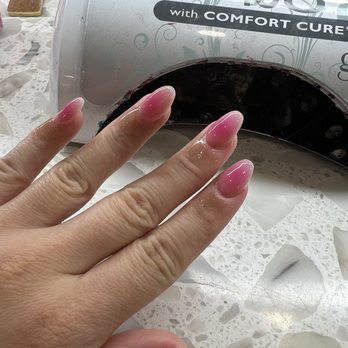I Love Nails - After! Pink airbrush design. - Nail Salons Near Me - San Diego, California
