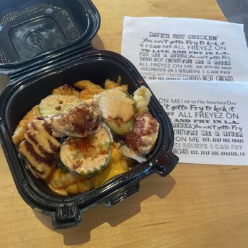 Dave's Hot Chicken - Small loaded fries, filling for 1 person but smaller amount of chicken tender cuts - Chicken Shop Near Me - Oxnard, California Dave's Hot Chicken - Small loaded fries, filling for 1 person but smaller amount of chicken tender cuts - Chicken Shop Near Me - Oxnard, California