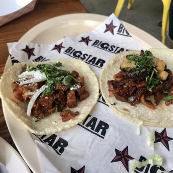 Big Star - Left: taco de papas con rajas Right: taco al pastor - Mexican Near Me - Chicago, Illinois Big Star - Left: taco de papas con rajas Right: taco al pastor - Mexican Near Me - Chicago, Illinois