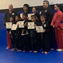 Martial Arts Training Alliance - Sensei vince ,sensei jamea,sensei andrea with the group of boys and girls that have ranked to the next phase of training! Haiii!