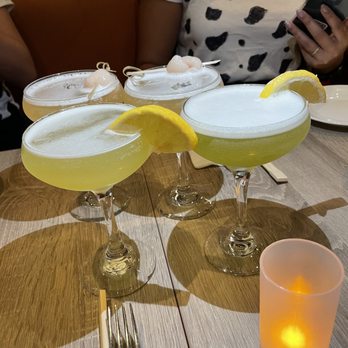 Beyond Sushi - Honeydew martinis (front) and lychee martinis (back) - Vegan Near Me - New York, New York