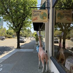 Susan's Store Room - Beautiful shop sign with a stuffed giraffe standing guard on San Anselmo Avenue