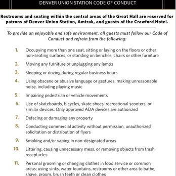Denver Union Station - Code of Conduct - Train Stations Near Me - Denver, Colorado