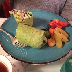 Secret Garden Cafe - Chicken wrap and fresh fruit