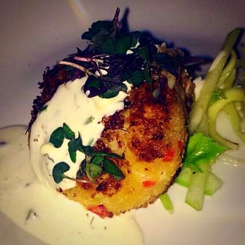 Saint & Second - Lobster & Dungeness Crab Cakes w/ a tarragon tartar & apple & cucumber salad... - New American Near Me - Long Beach, California Saint & Second - Lobster & Dungeness Crab Cakes w/ a tarragon tartar & apple & cucumber salad... - New American Near Me - Long Beach, California