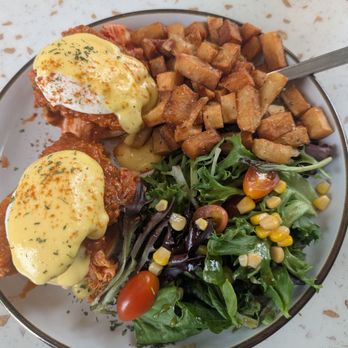 Popping Yolk Cafe - Kimchi Butter Fried Chicken Benedict - Cafes Near Me - Brea, California Popping Yolk Cafe - Kimchi Butter Fried Chicken Benedict - Cafes Near Me - Brea, California