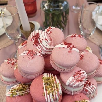 Miss Sweets Ca - Pistachio macaroons | cream cheese w strawberry filling - Custom Cakes Near Me