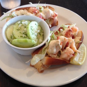 Famous Toastery - Lobster roll with a small side of cucumber. - Breakfast & Brunch Near Me - Davidson, North Carolina